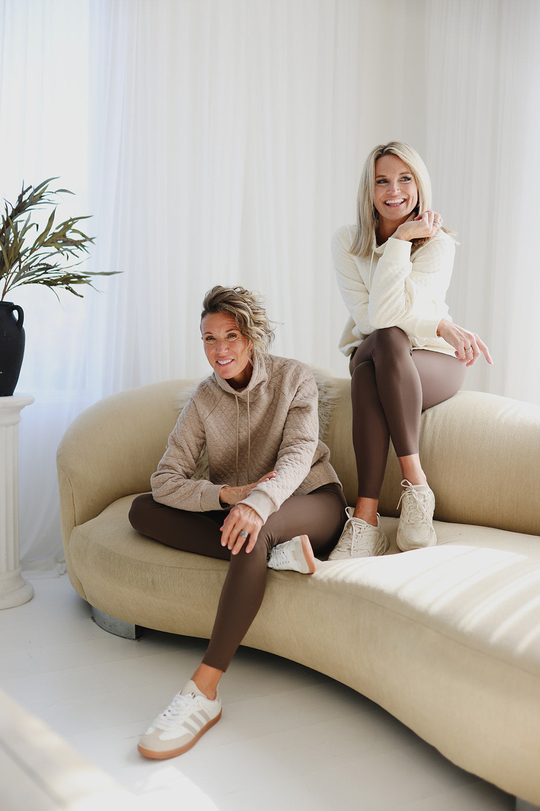 Funnel Neck Quilted Pullover Powder White