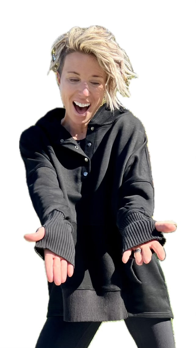 Black Premium Terry Oversized Hoodie