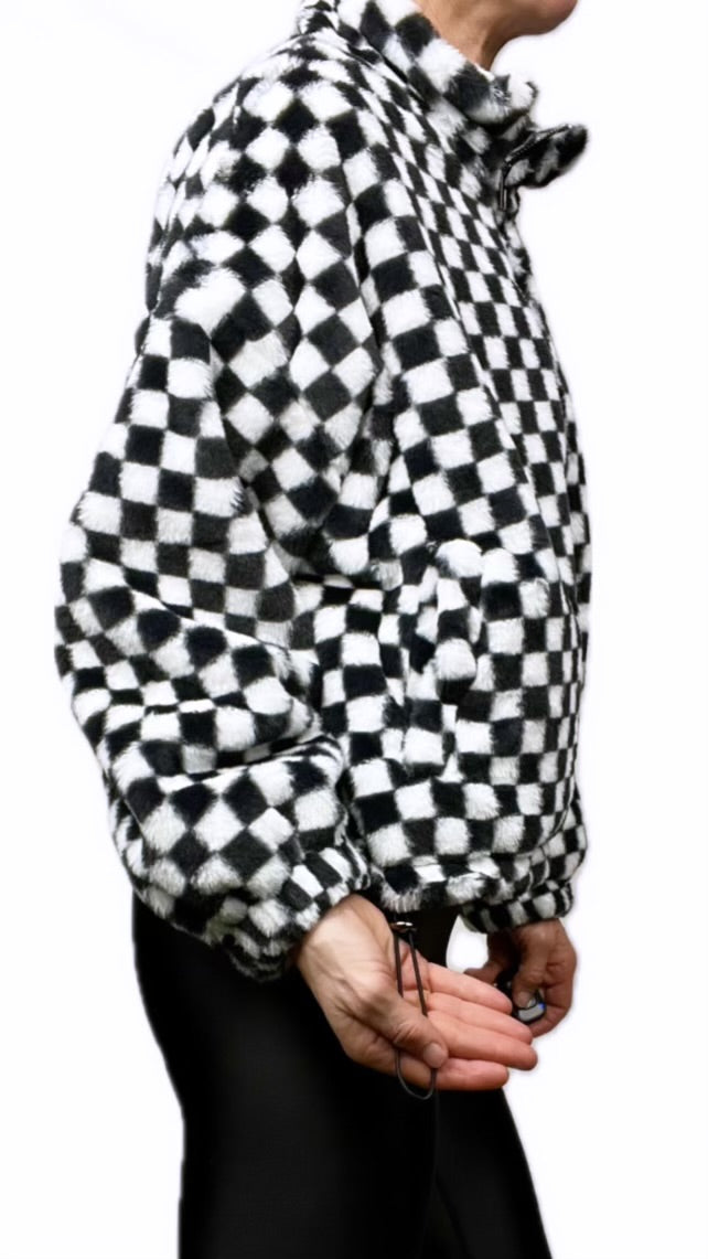 Black & White Checker Teddy Jacket