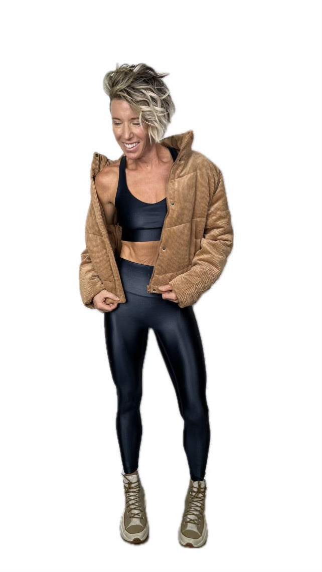 Corduroy Puffer Jacket - Camel by