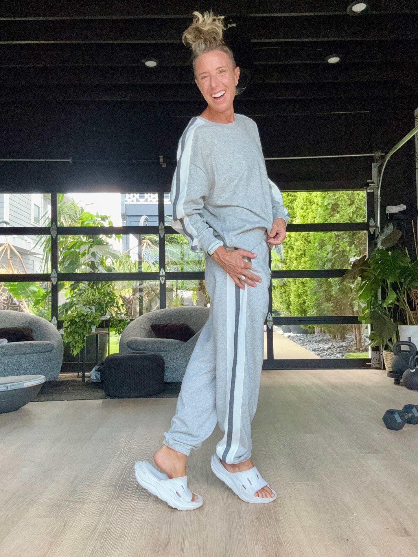 Heather Grey Stripe Jogger