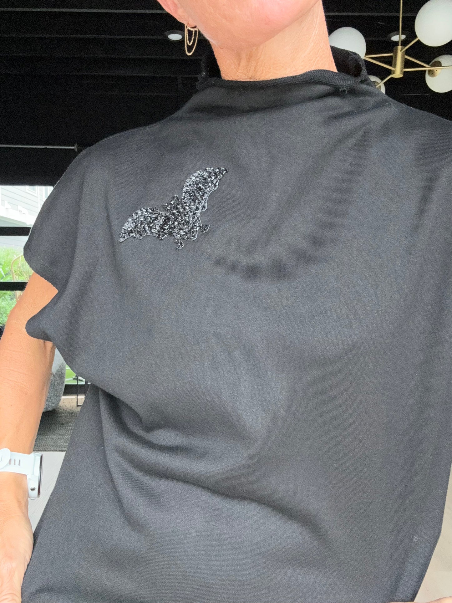 Black French Terry Mock Tee *Halloween Sparkly