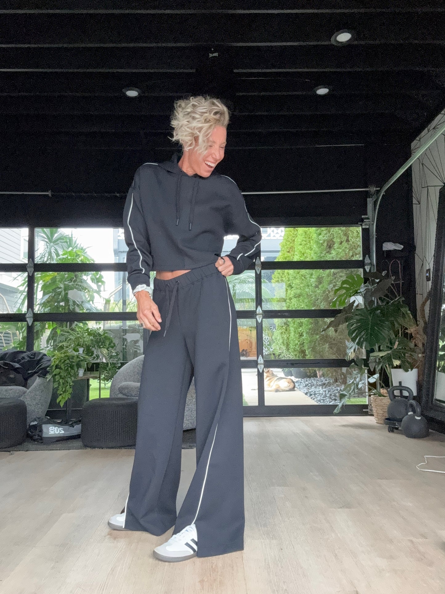 Spacer Wide Leg Pant Black Stripe