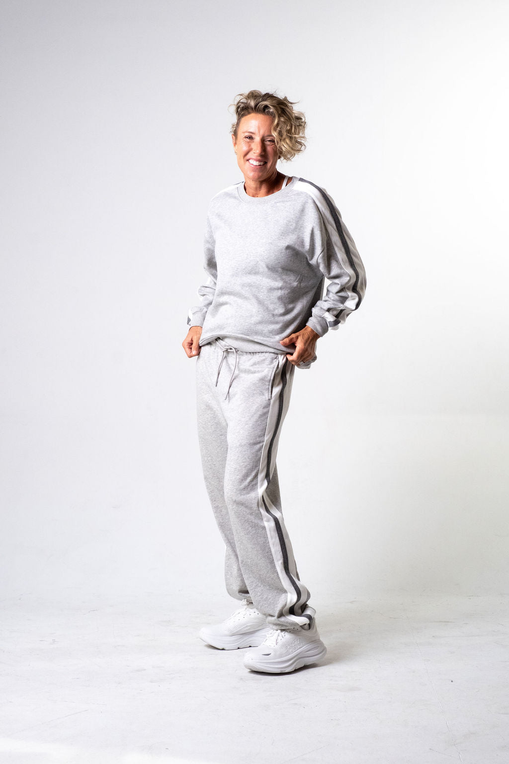 Heather Grey Stripe Jogger