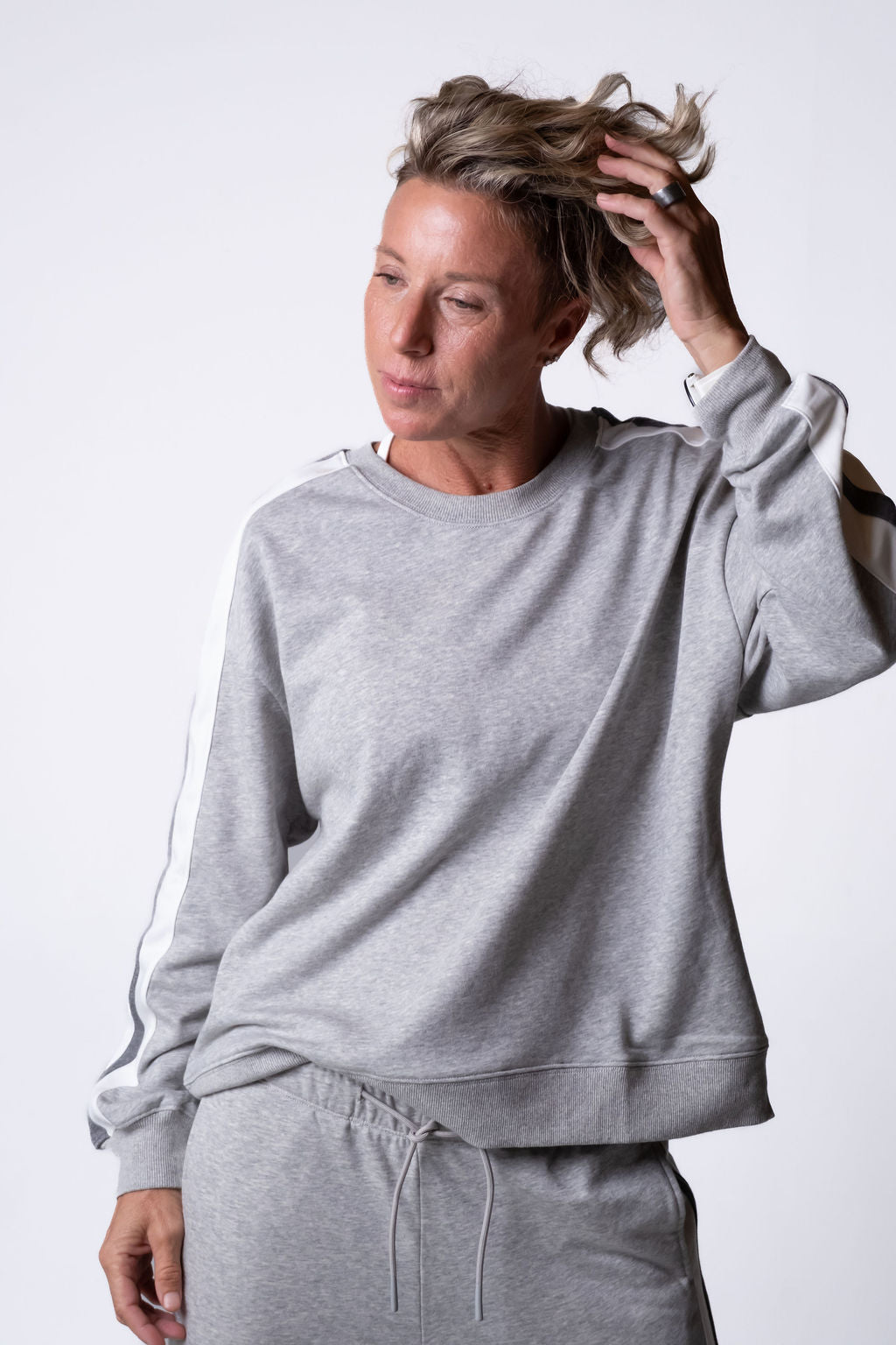 Heather Grey Stripe Sweatshirt
