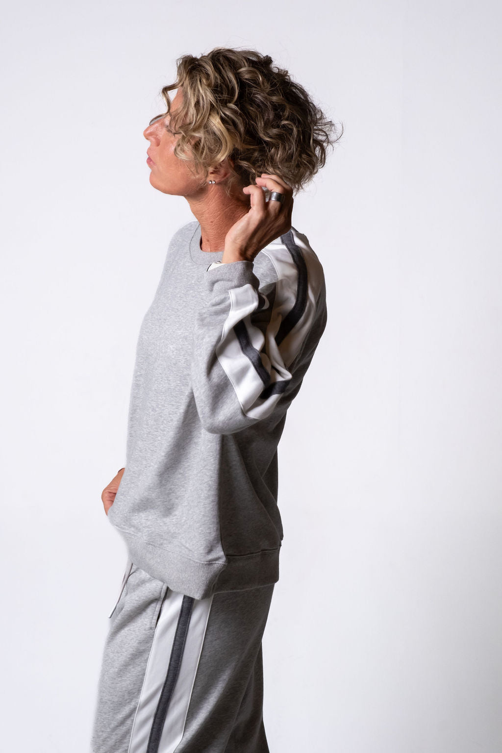 Heather Grey Stripe Sweatshirt