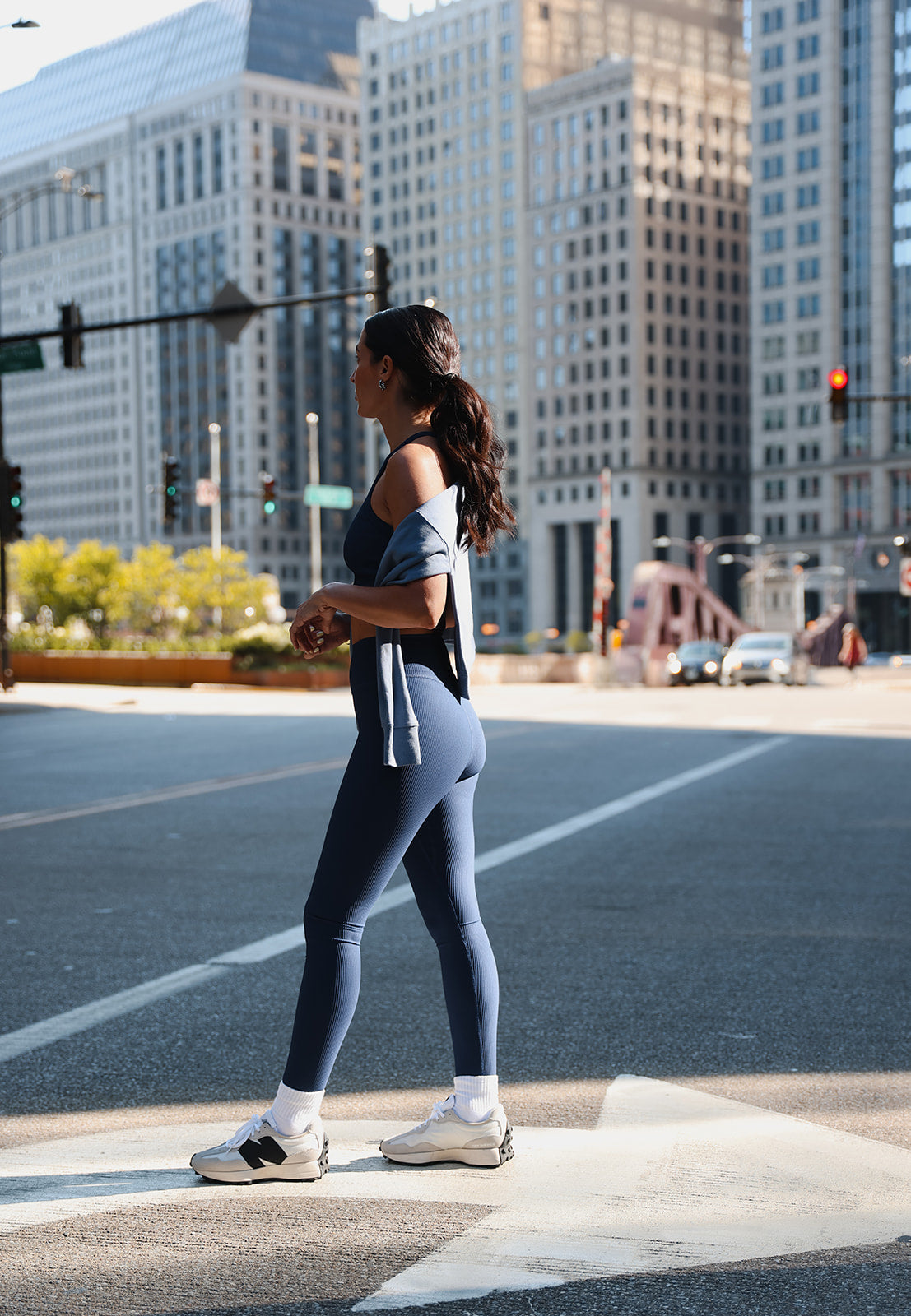 Navy Rib Legging