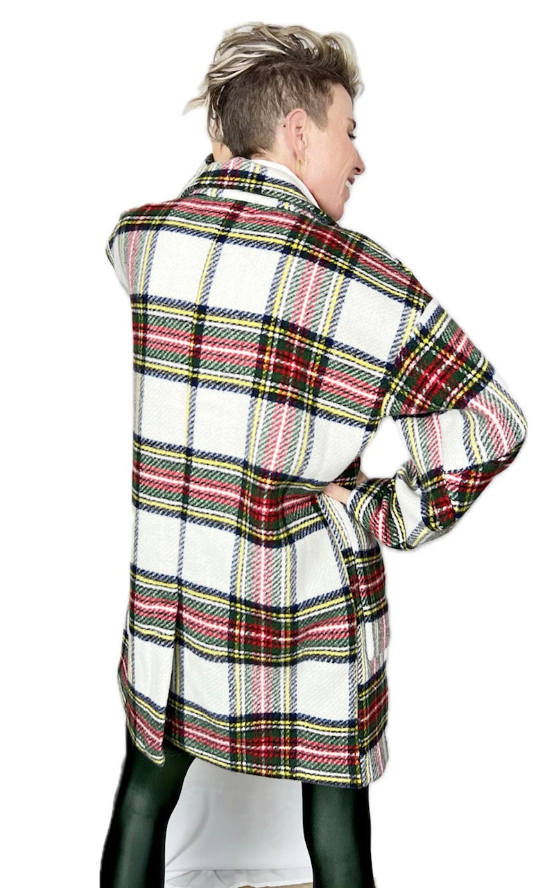 Christmas Plaid Long Jacket