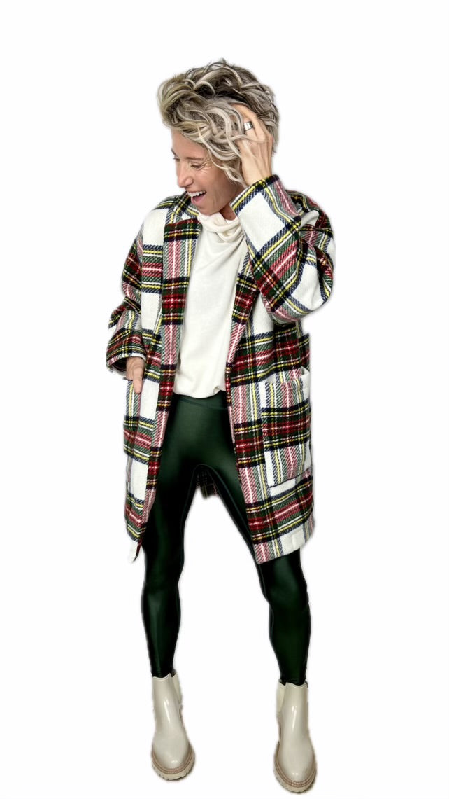 Christmas Plaid Long Jacket