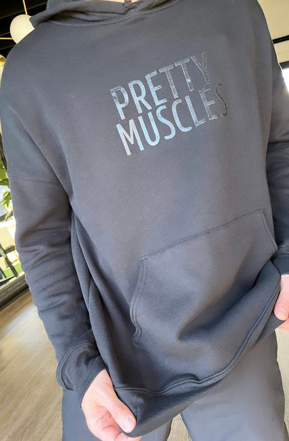 Black on Black Pretty Muscles Hoodie