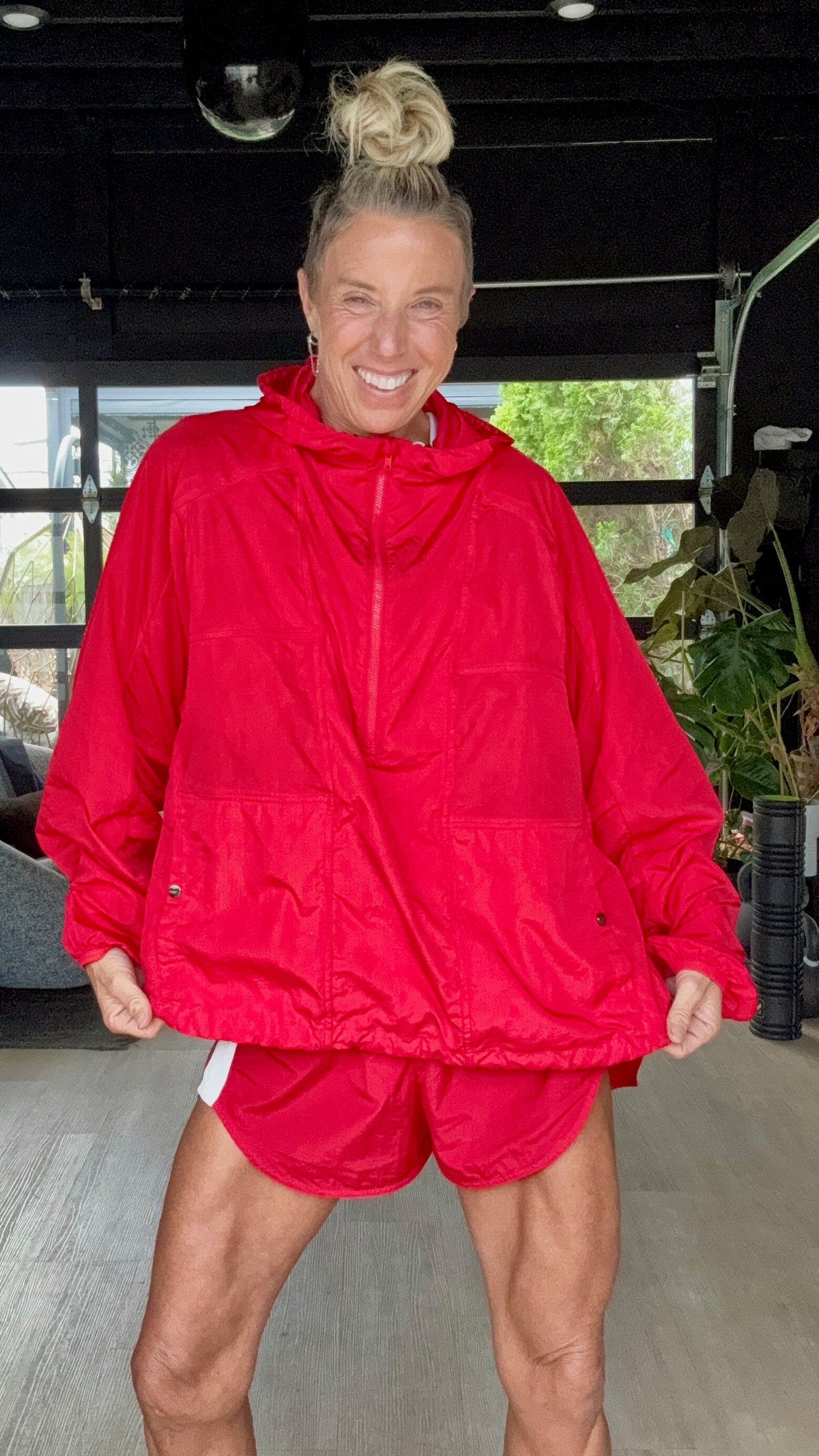 Retro Oversized Track Pullover Lipstick Red