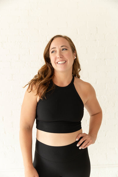Tuxedo Black Rib Cropped Shelf Tank – Erin Oprea Basics