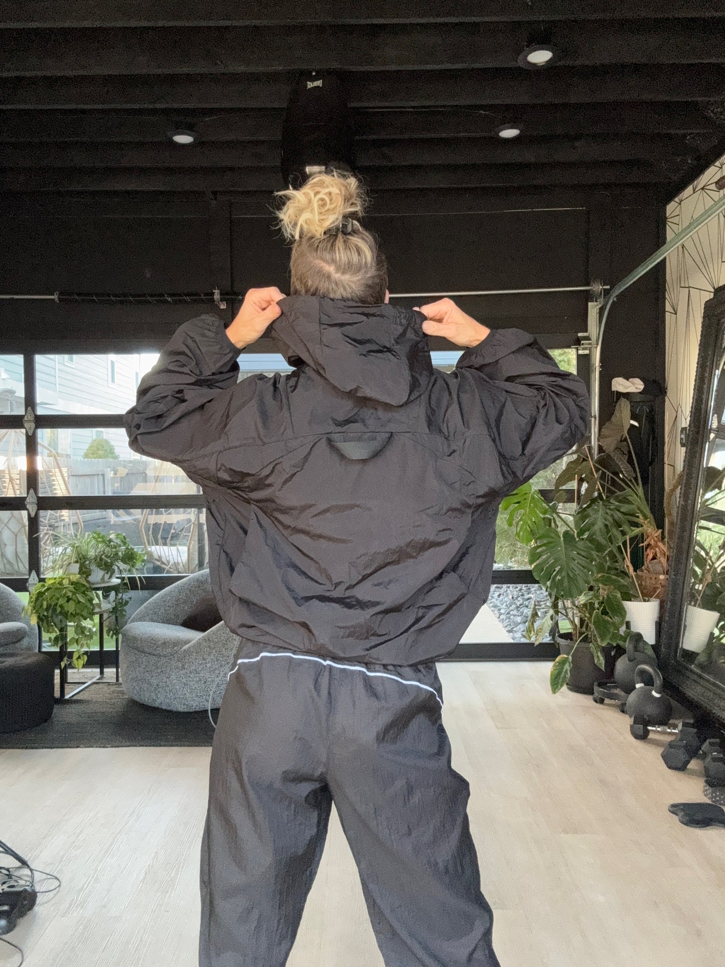 Retro Oversized Track Pullover Black