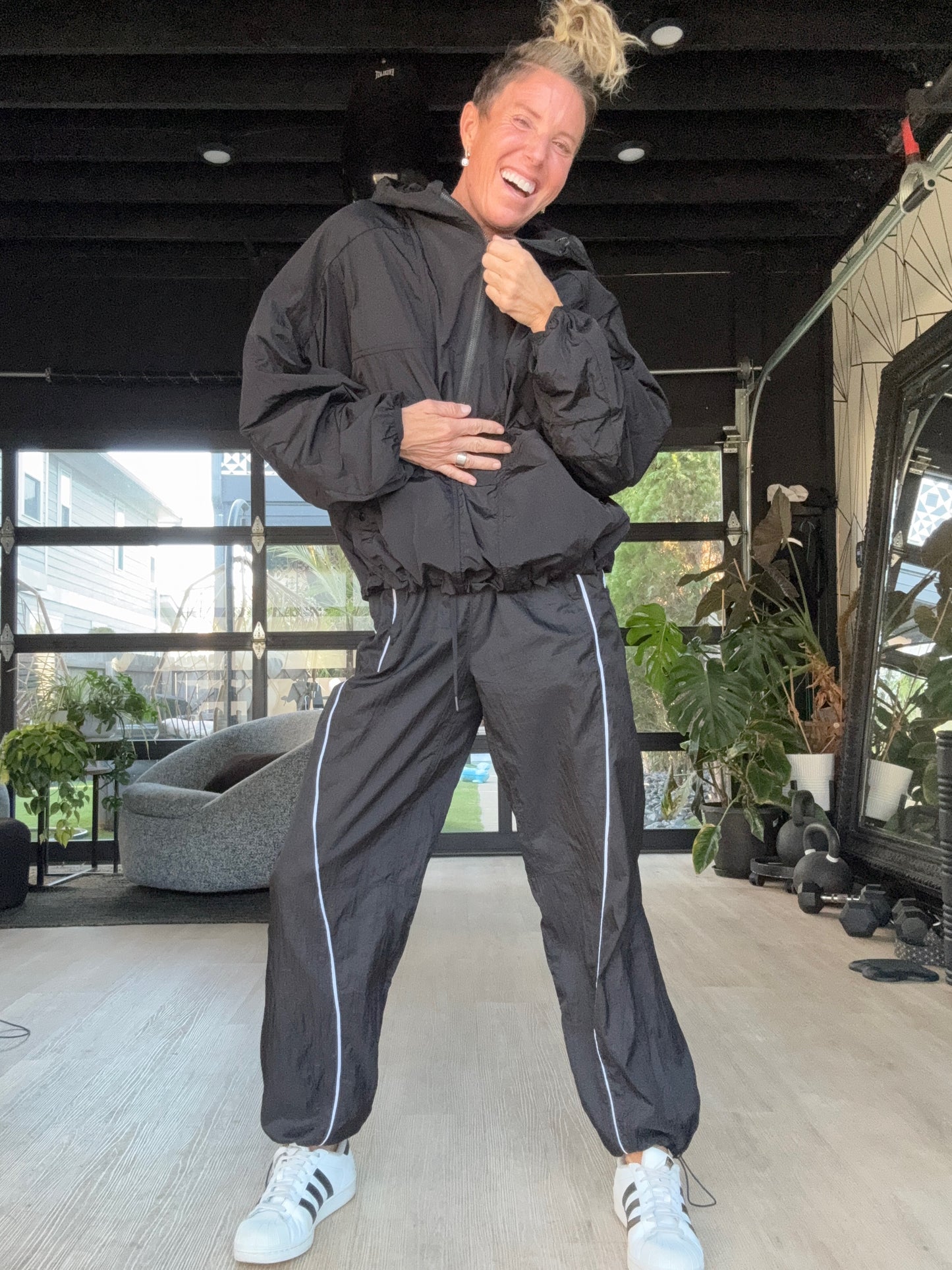 Retro Oversized Track Pullover Black