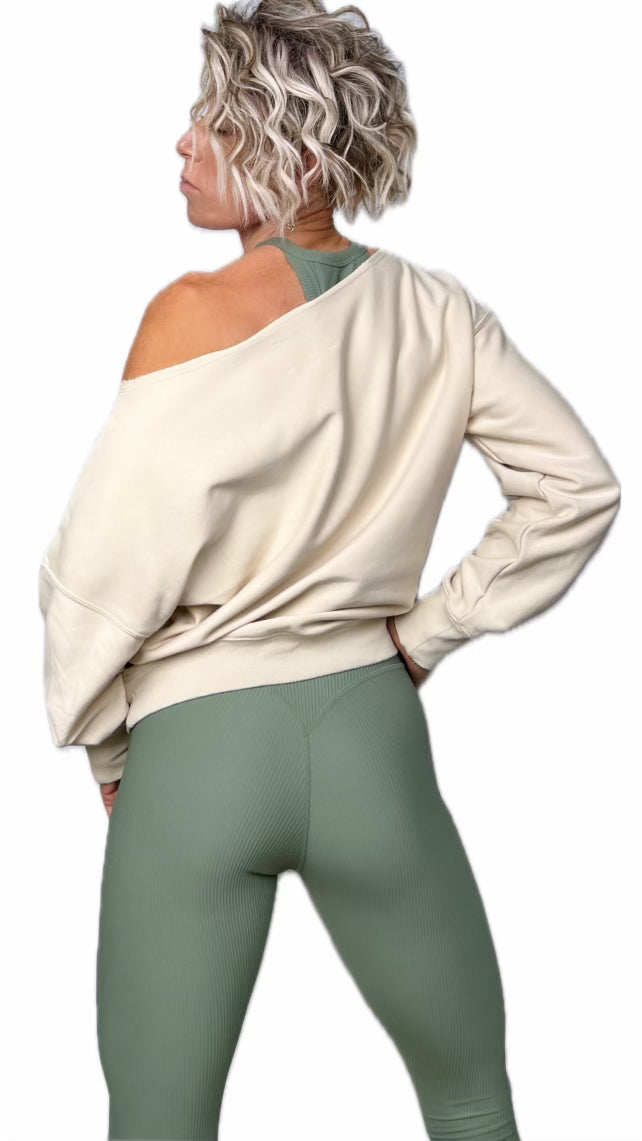 Cold Shoulder Sweatshirt Tan