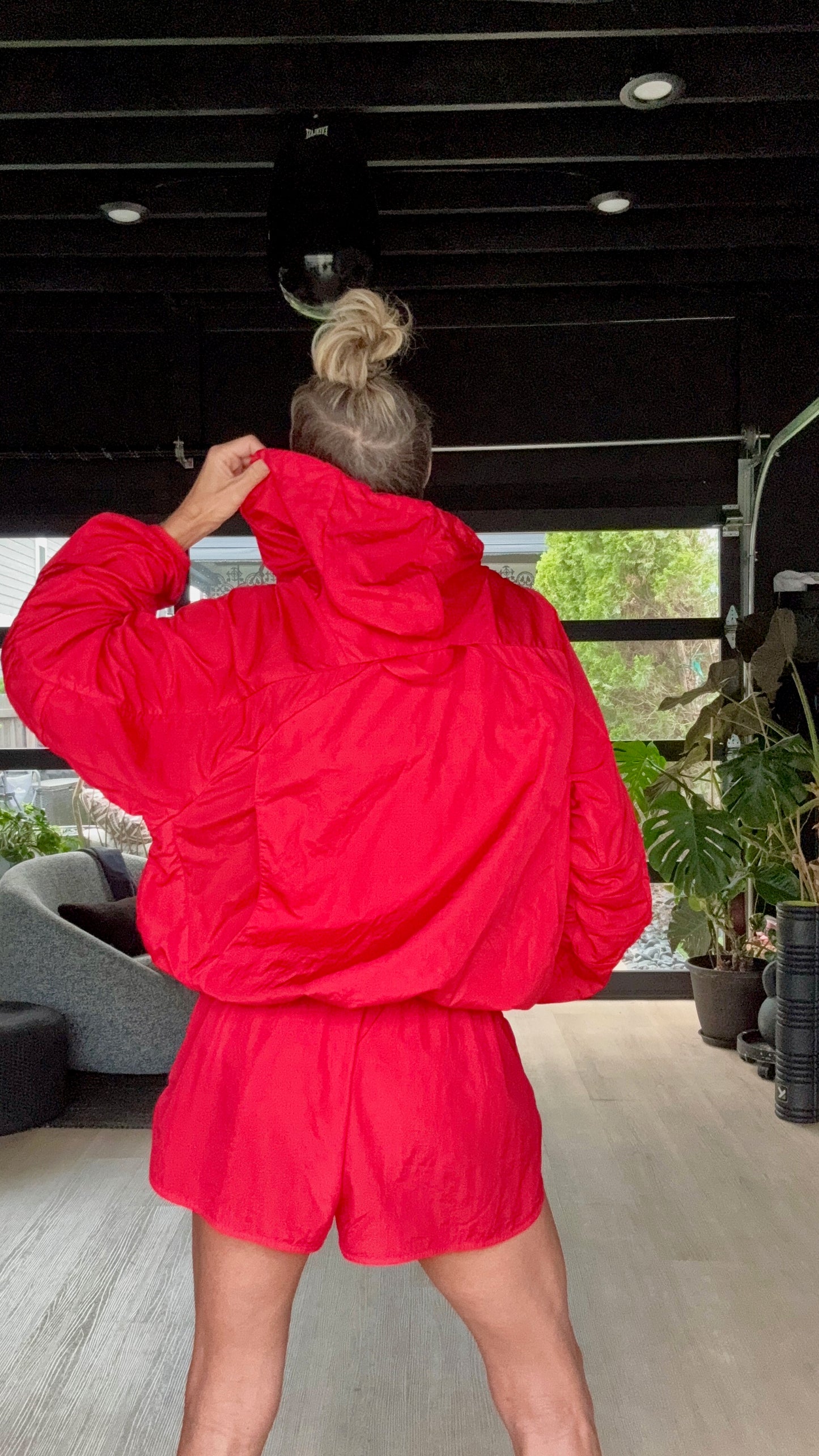 Retro Oversized Track Pullover Lipstick Red