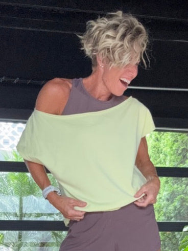 Citron Sunshine French Terry Off the Shoulder Tee