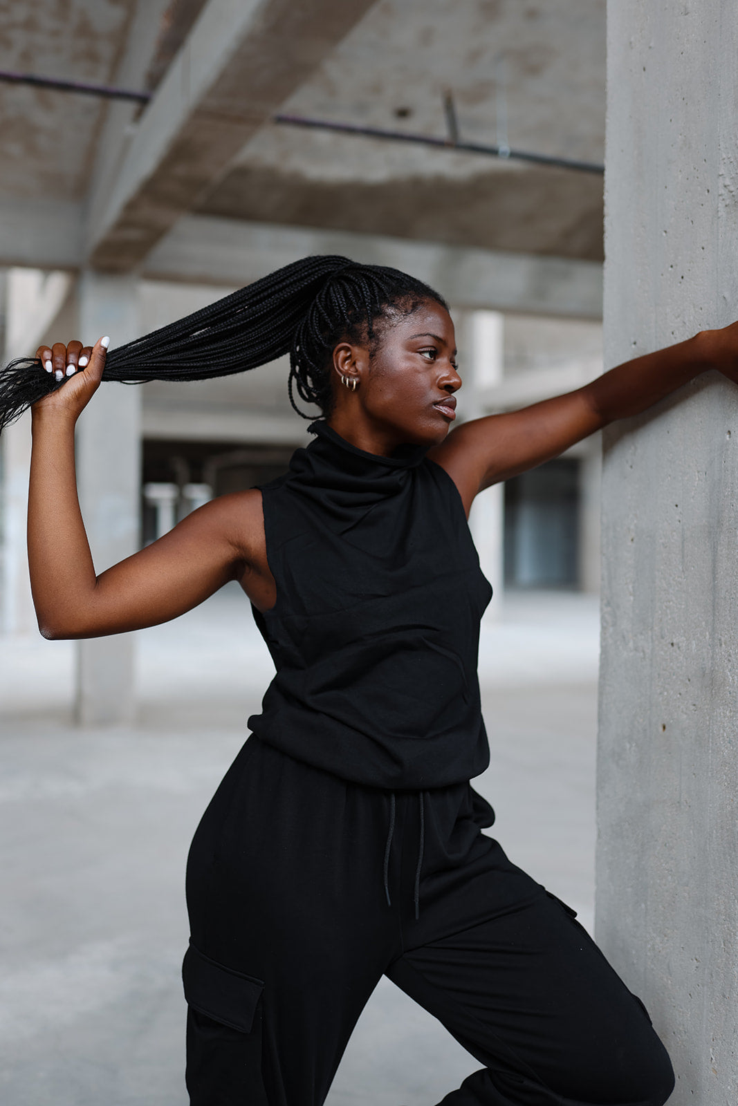 Black French Terry Cowl Tank