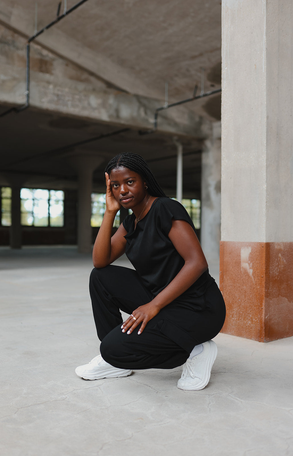 Black French Terry Off the Shoulder Tee