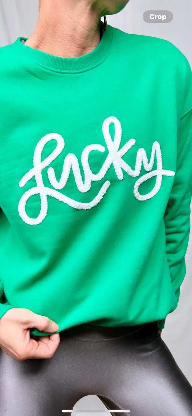 Fuzzy Lucky St. Patricks Day Sweatshirt