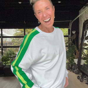 White Green Stripe Sweatshirt