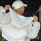 Retro Oversized Track Pullover - White