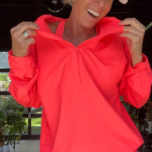 Lightweight Pullover Jacket - Coral Punch