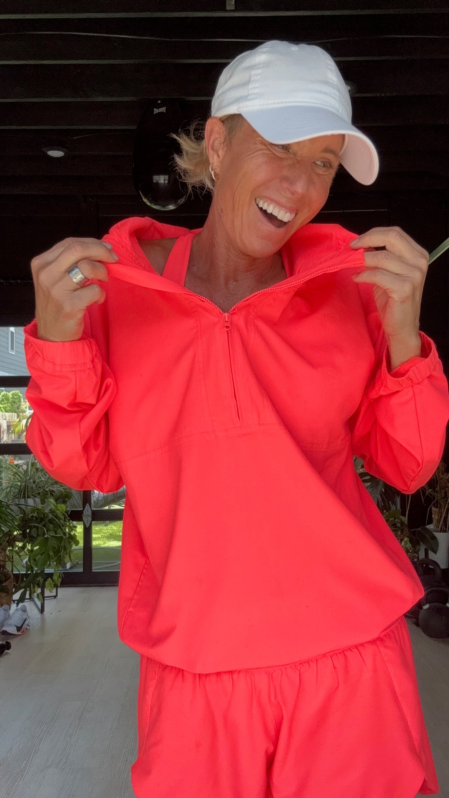Lightweight Pullover Jacket - Coral Punch