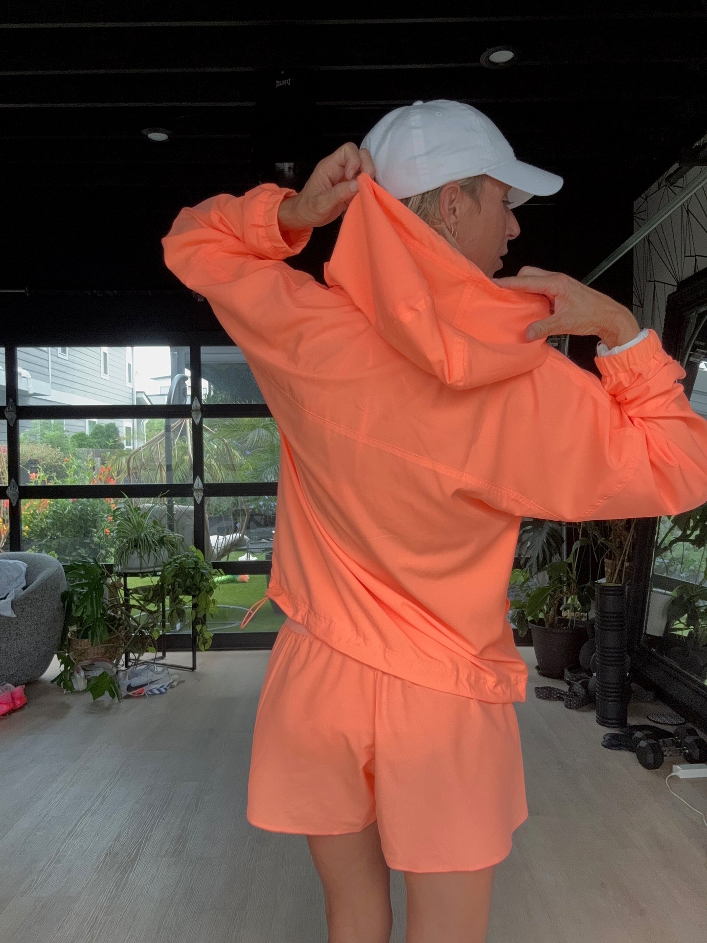 Lightweight Pullover Jacket - Neon Tangerine