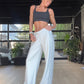 Spacer Wide Leg Pant White Stripe