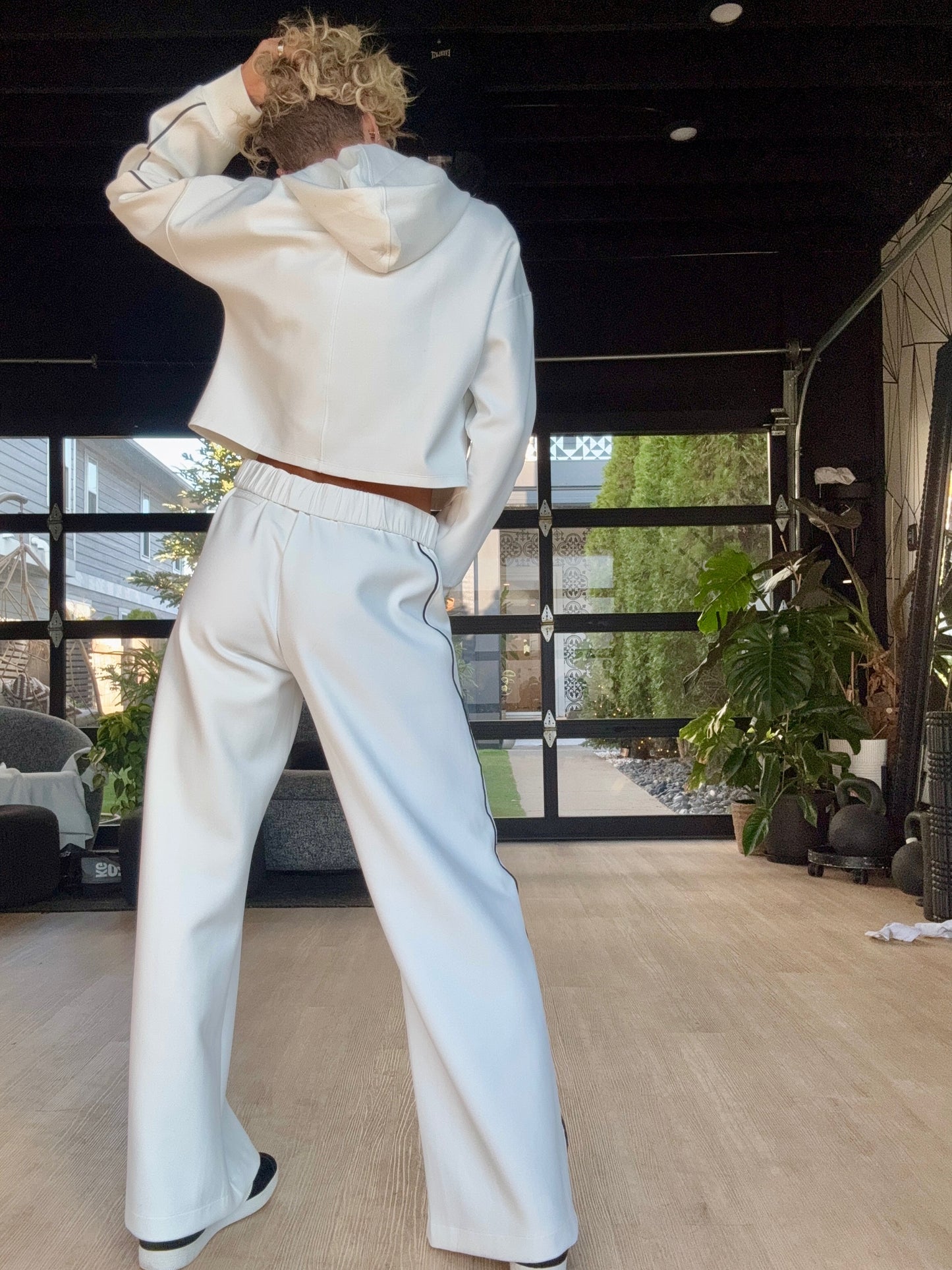 Spacer Wide Leg Pant White Stripe