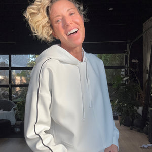 Spacer Crop Hoodie White Stripe