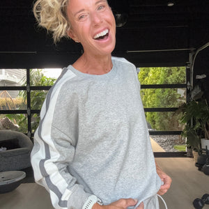 Heather Grey Stripe Sweatshirt