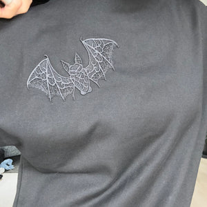 Black French Terry Mock Tee *Halloween Lace