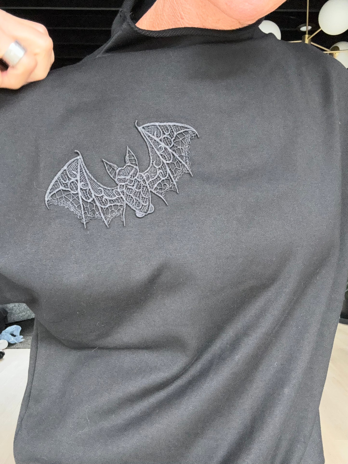 Black French Terry Mock Tee *Halloween Lace