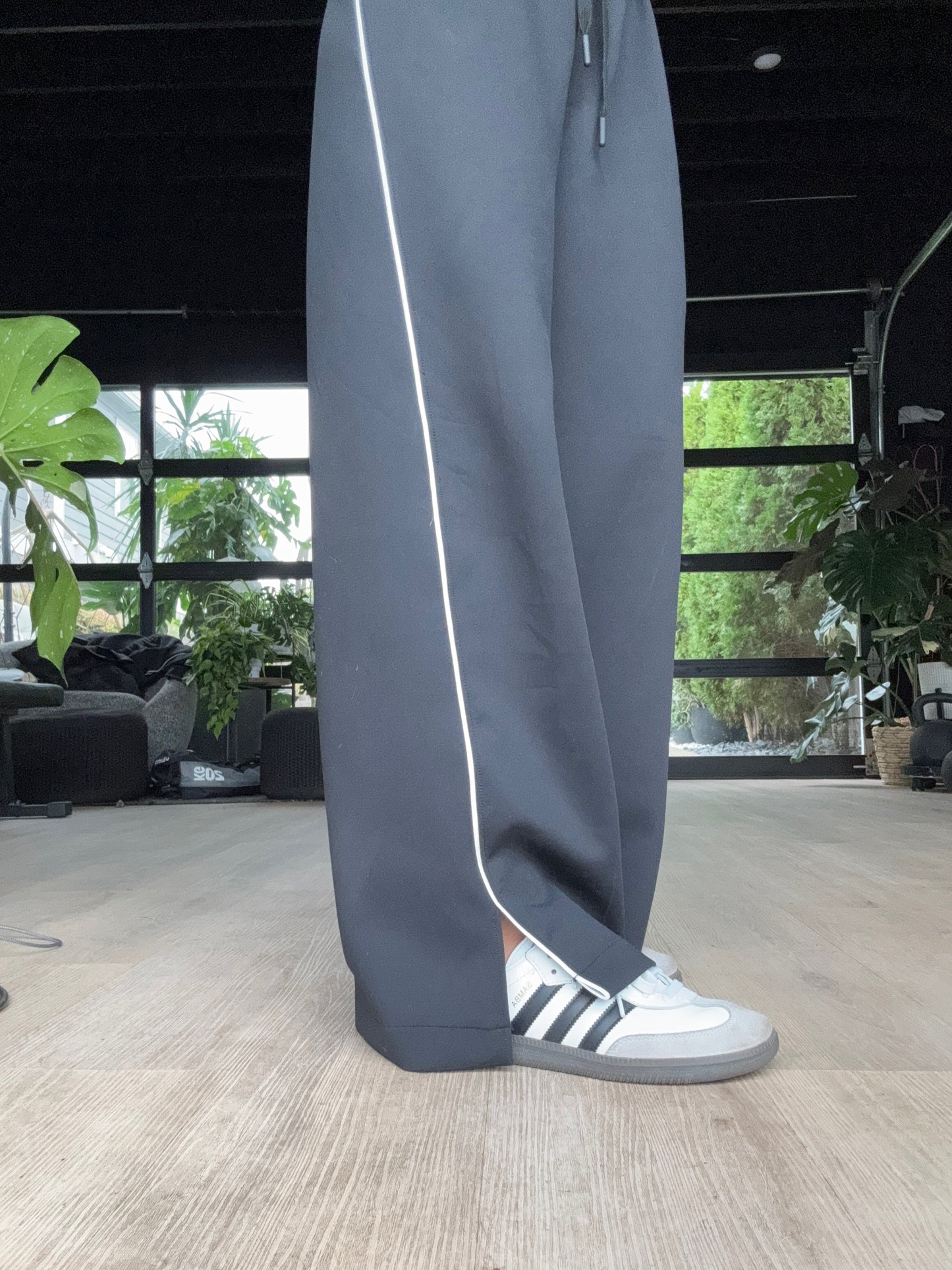 Spacer Wide Leg Pant Black Stripe