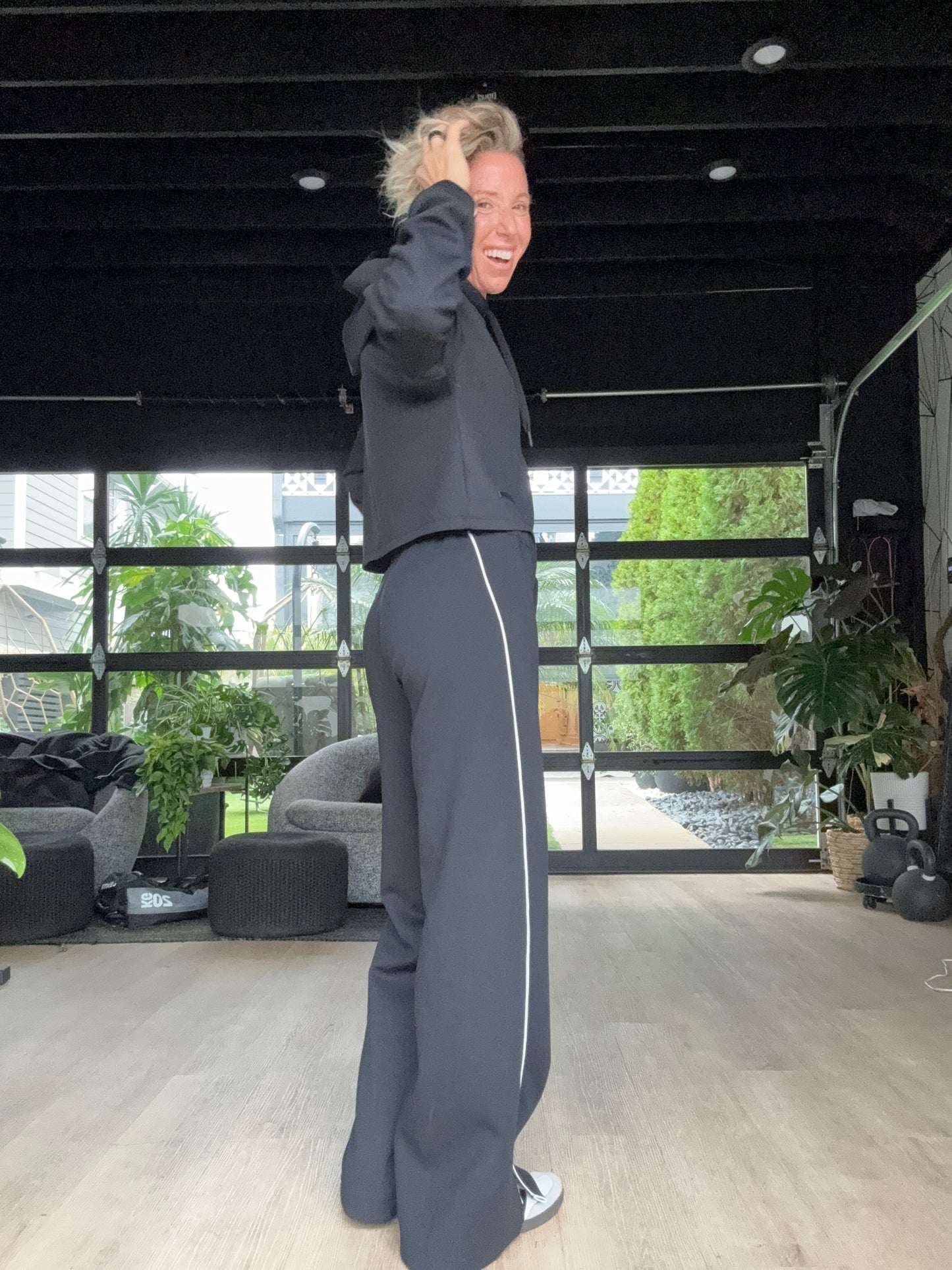 Spacer Wide Leg Pant Black Stripe