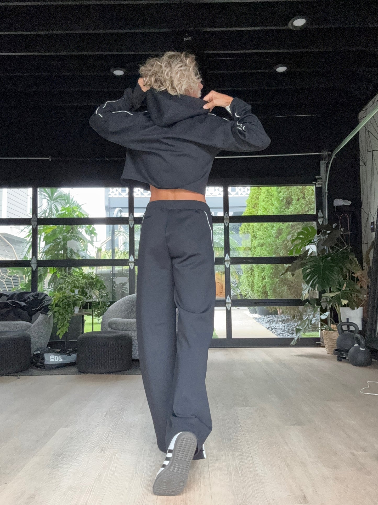 Spacer Wide Leg Pant Black Stripe