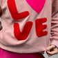 Ribbed Corduroy Sweatshirt with fuzzy LOVE