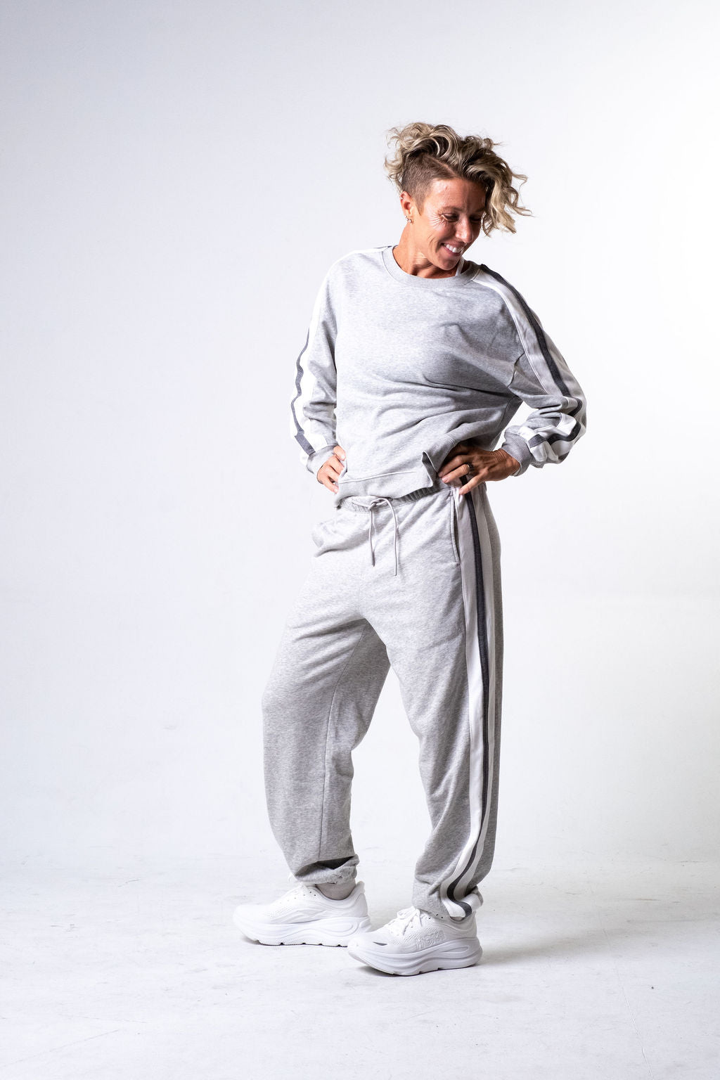 Heather Grey Stripe Jogger