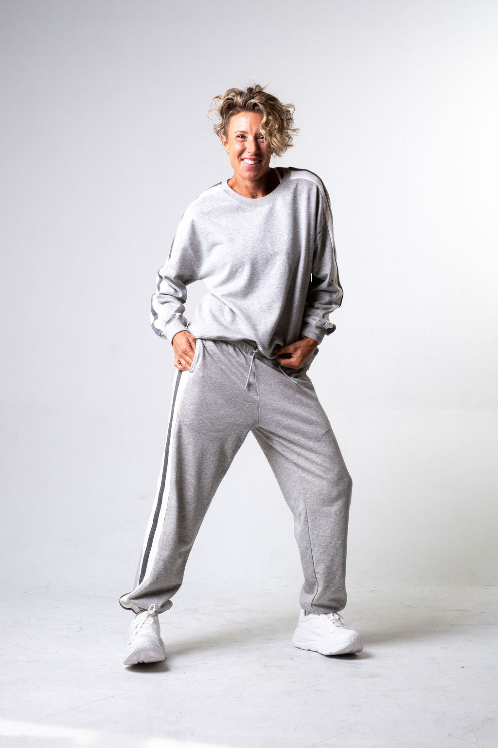 Heather Grey Stripe Sweatshirt
