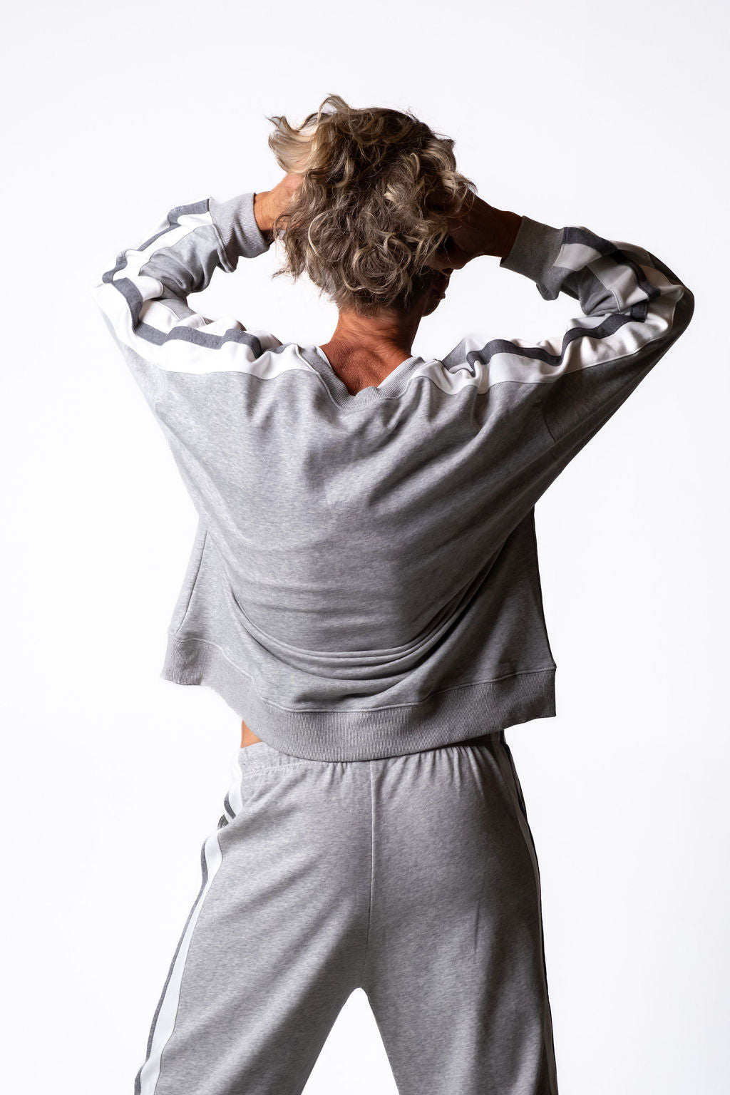 Heather Grey Stripe Sweatshirt