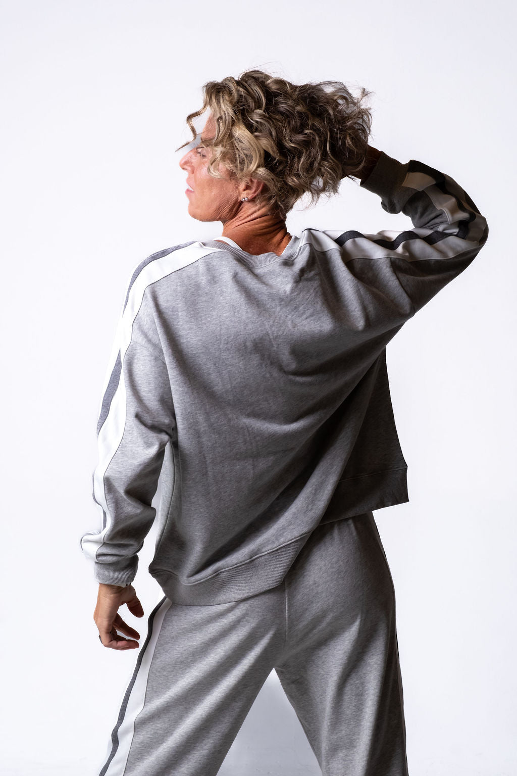 Heather Grey Stripe Sweatshirt