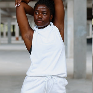 White French Terry Cowl Tank