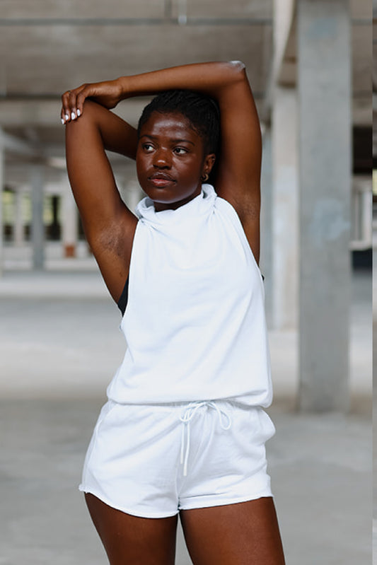 White French Terry Cowl Tank