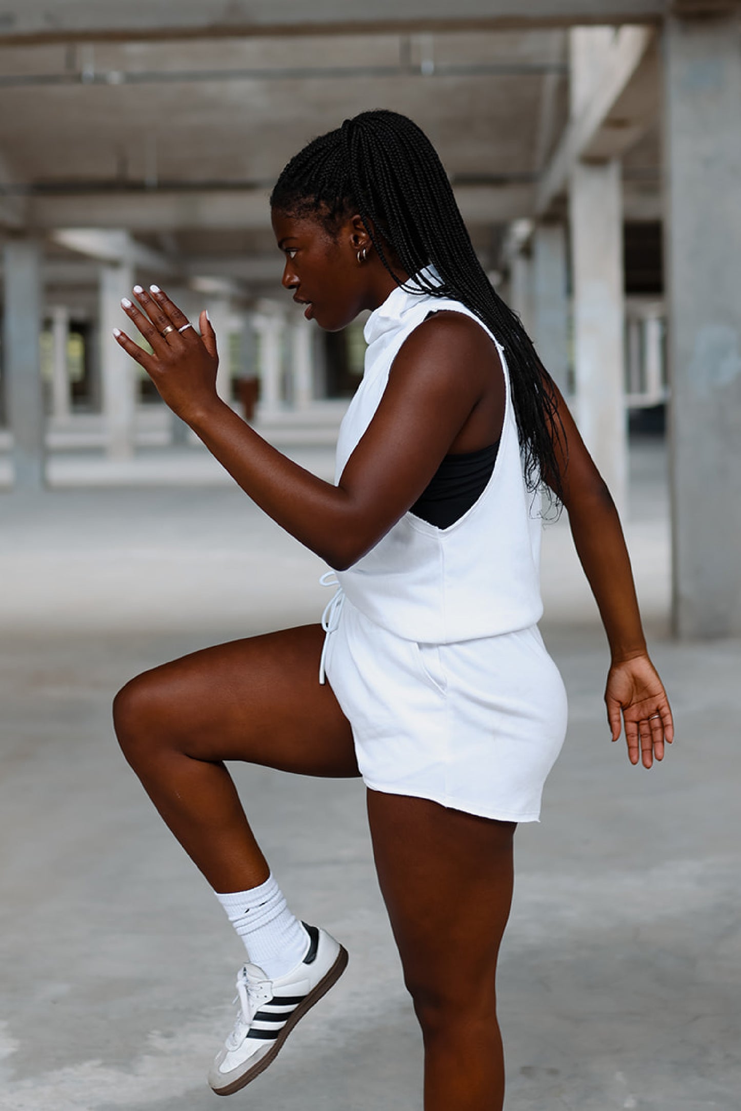 White French Terry Cowl Tank