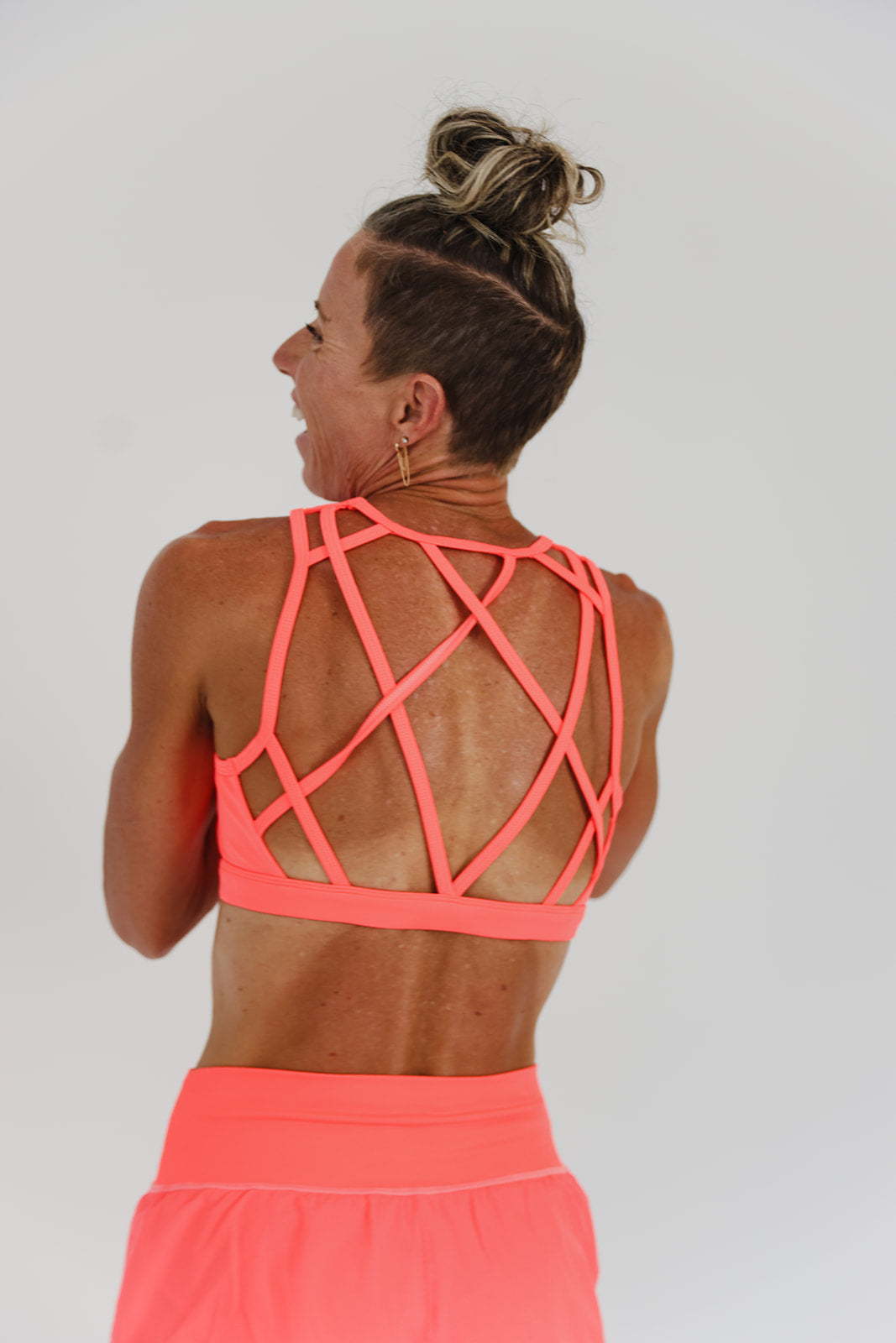 Criss Cross Bra Coral Punch