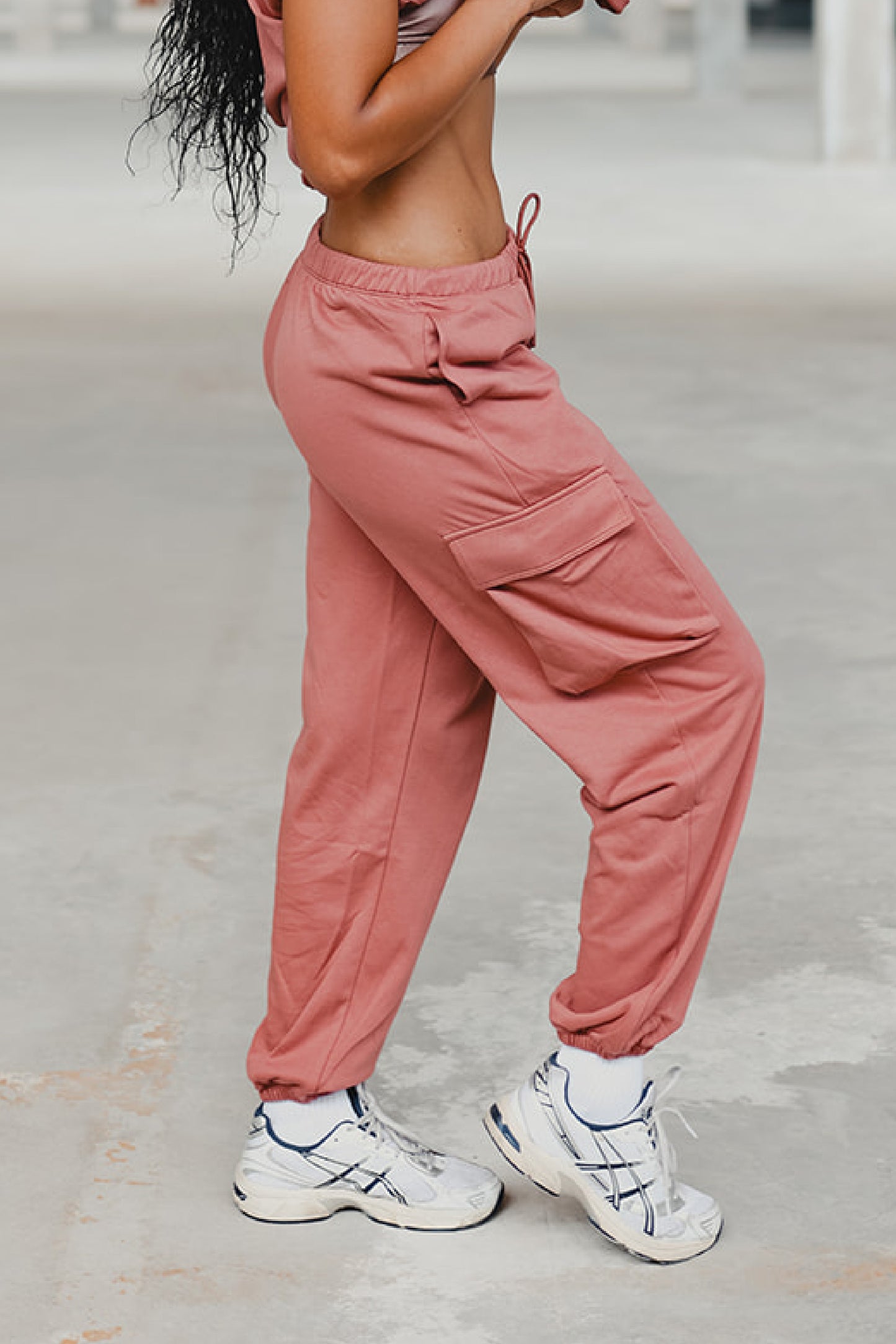 Dusty Rose French Terry Cargo Jogger