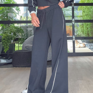 Spacer Wide Leg Pant Black Stripe
