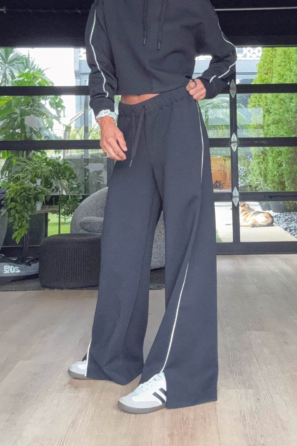 Spacer Wide Leg Pant Black Stripe